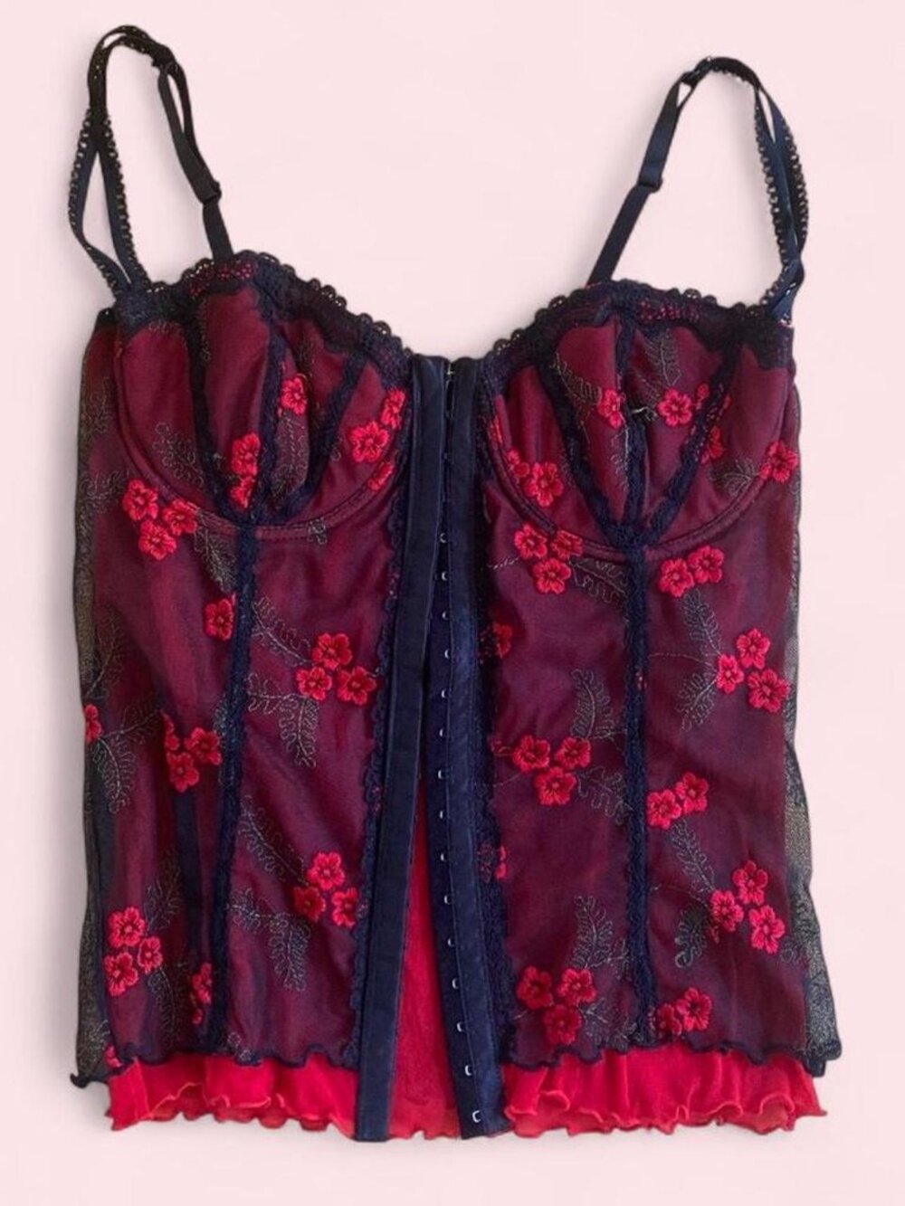 Red Floral Corset Top